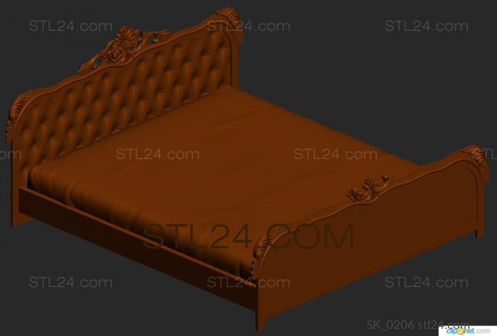Headboard (Bed with high carriage headboard and volumetric carving, SK_0206) 3D models for cnc